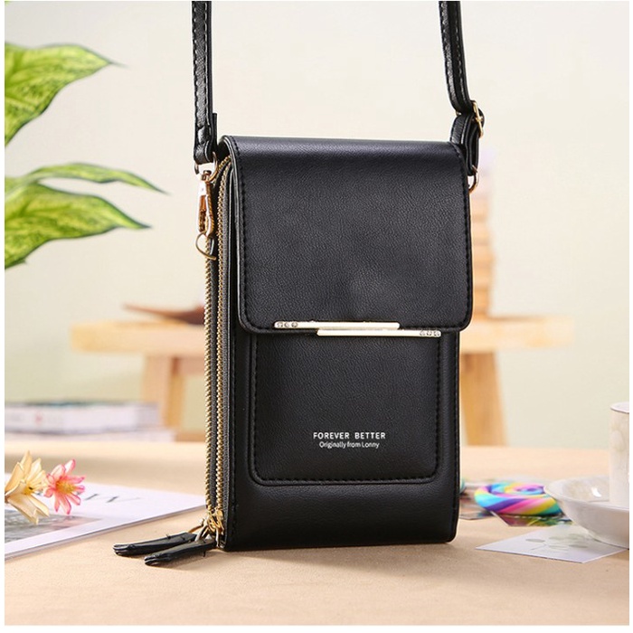 tas hp wanita tas selempang Selempang Wanita Ori t bahan Kulit PU Premium 74.ID - BLACK C7T6 EXCLUSI