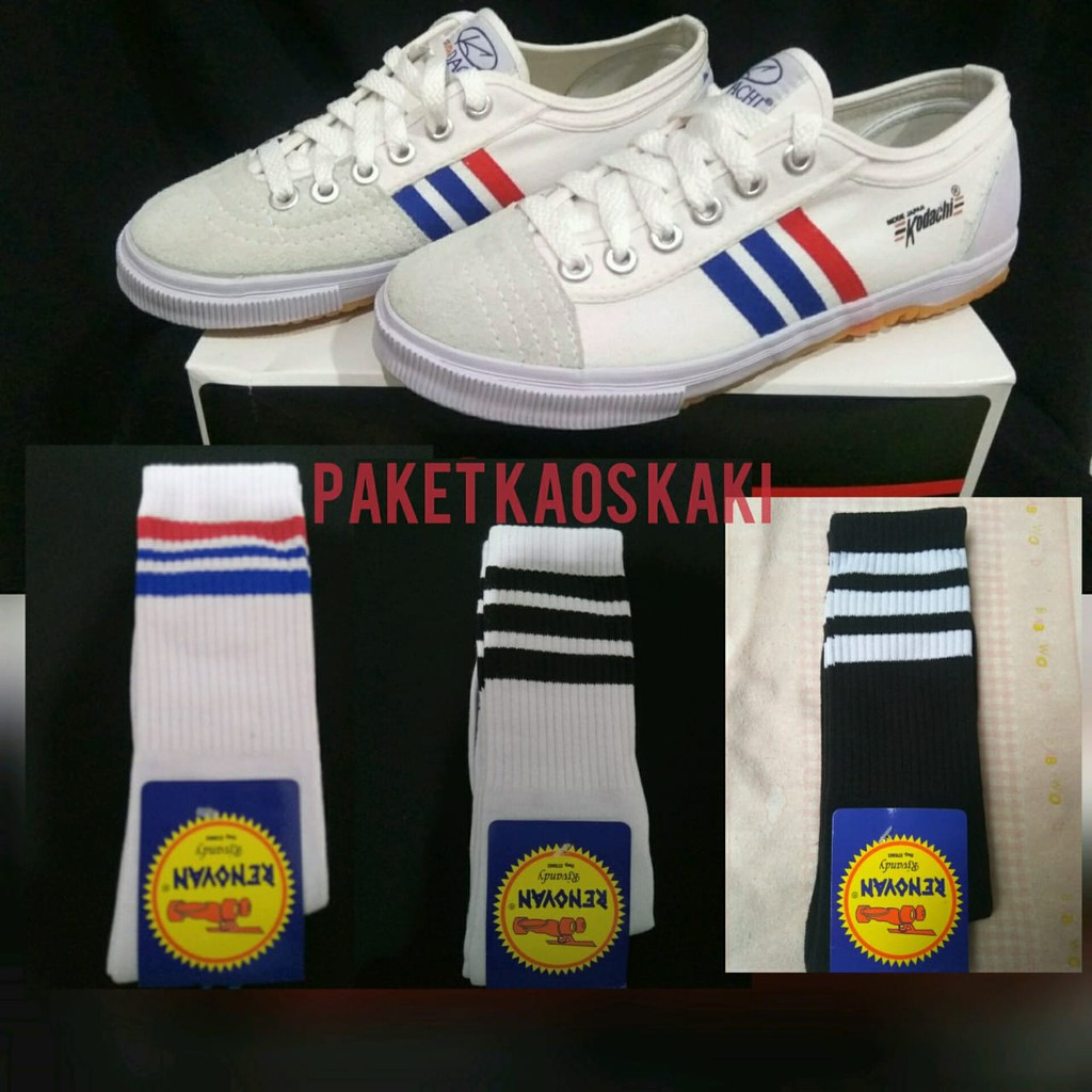 sepatu kodachi original 8111 paket kaos kaki /sepatu kodachi stripe /sepatu kodaci original putih
