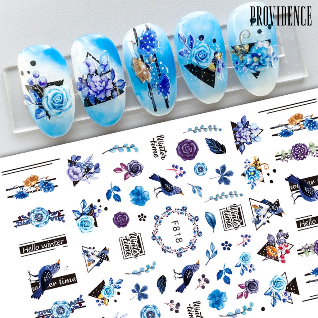 Providence Stiker Kuku 3d Motif Daun / Geometri Aksen Glitter Untuk Aksesoris Nail Art / Manicure