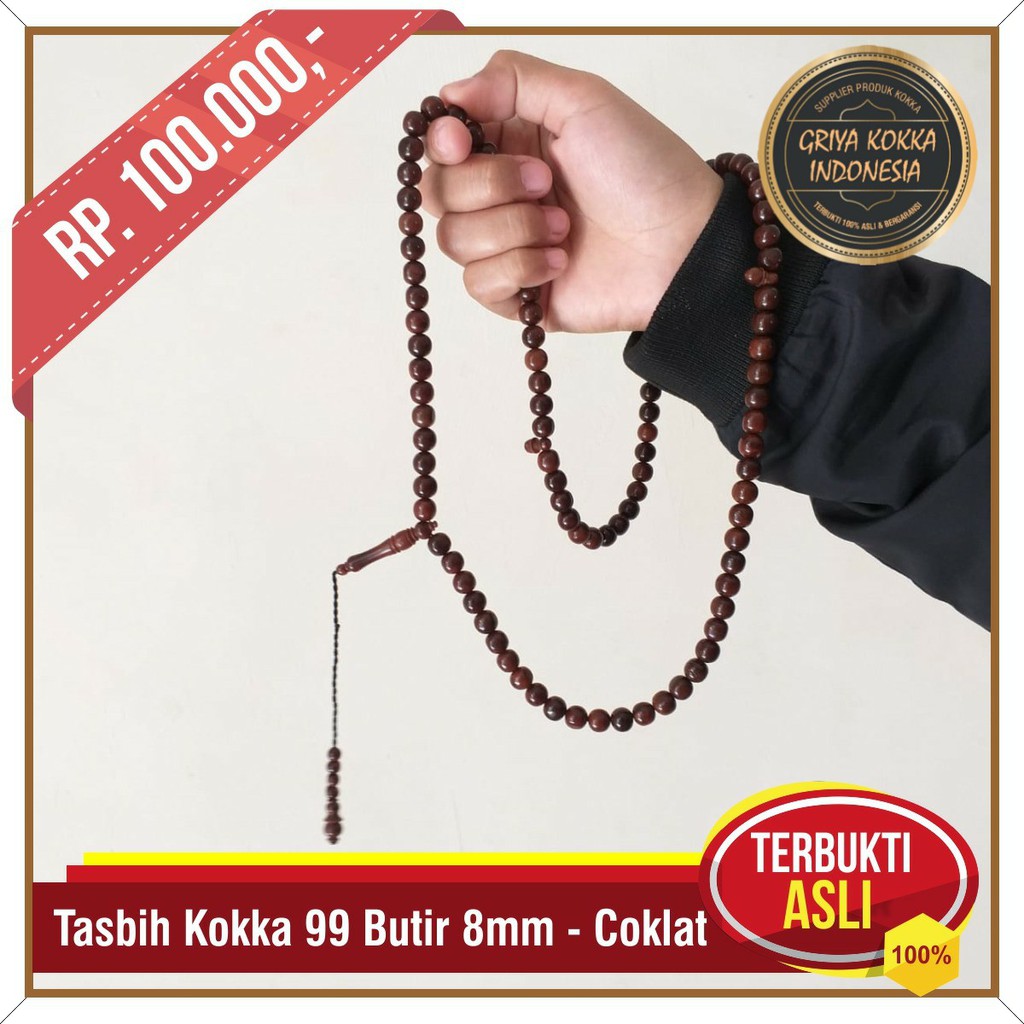 Tasbih Kokka 99 Butir 8mm - Kesehatan - Coklat - Tasbih Kayu Kaukah