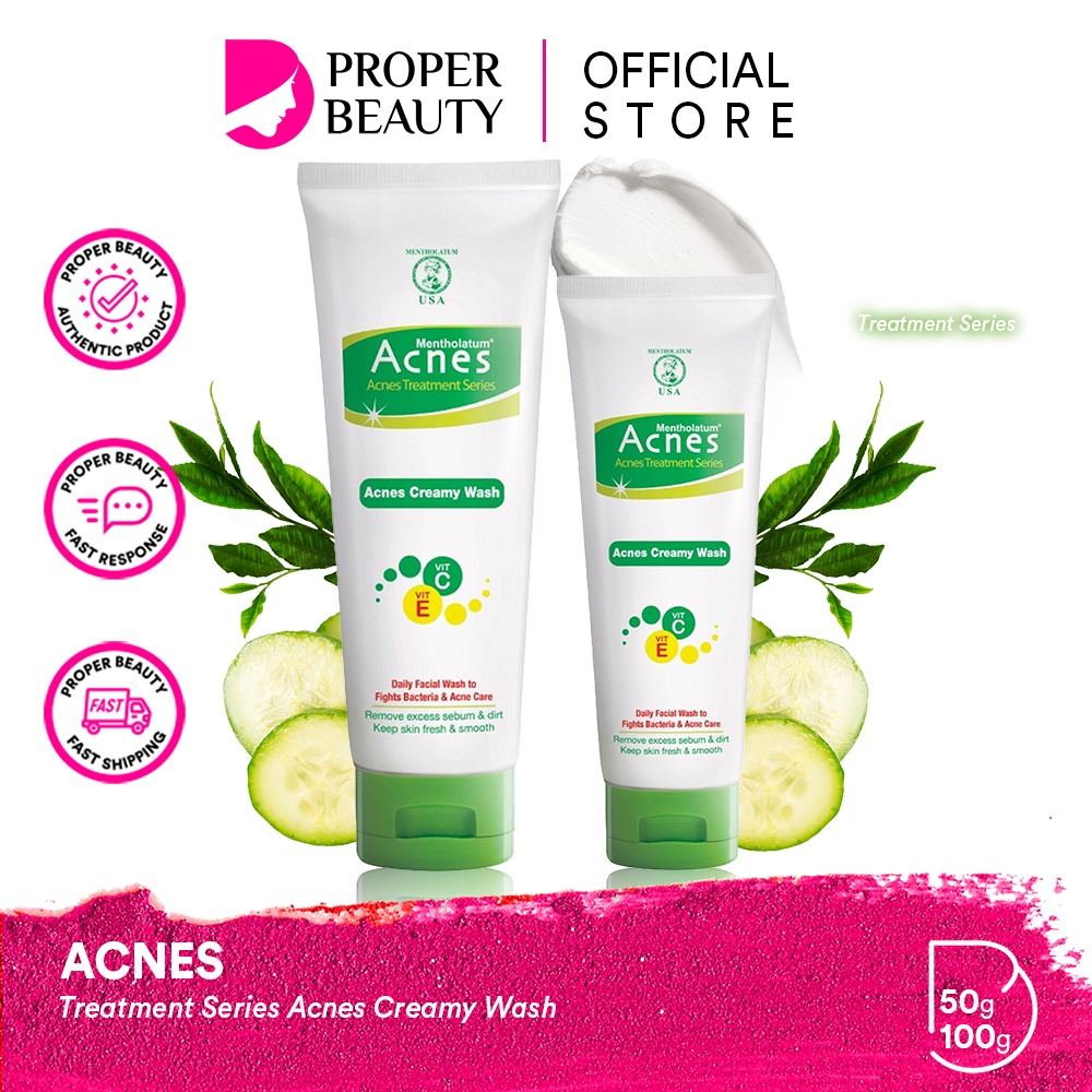 ACNES Treatment Series Acnes Creamy Wash Japan / Pembersih Wajah 50g 100g / Natural Care / Complete 