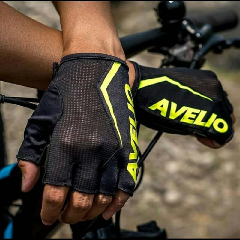 SARUNG TANGAN AVELIO DASH NEON GREEN - Half Finger - Gloves sepeda MTB