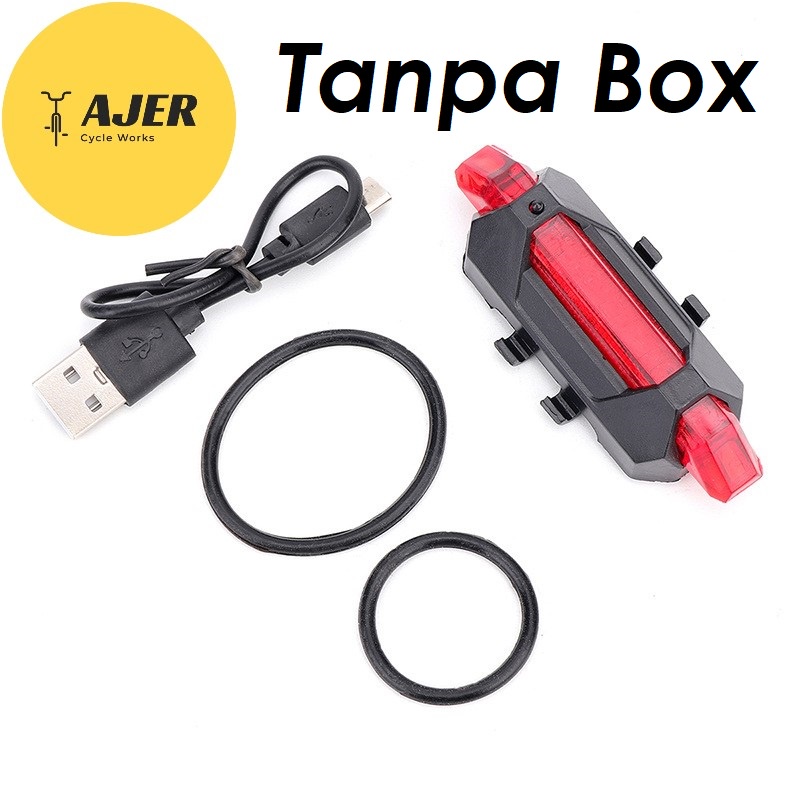 Lampu belakang Sepeda LED Waterproof dalam BOX rechargeable USB terang anti air tail light merah