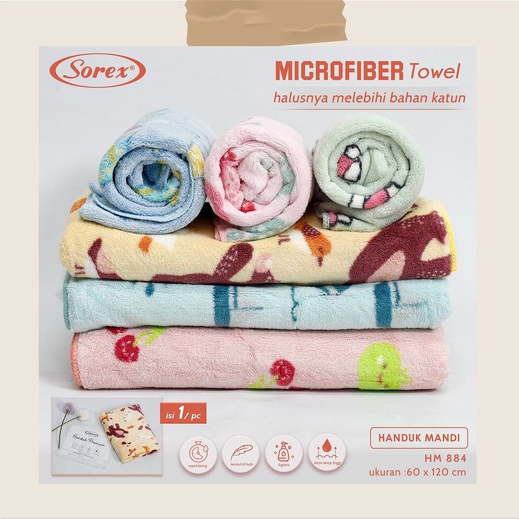 HANDUK MANDI BAYI &amp; ANAK MICRO FIBER HM 884 - MERK SOREX TOWEL - KUALITAS PREMIUM