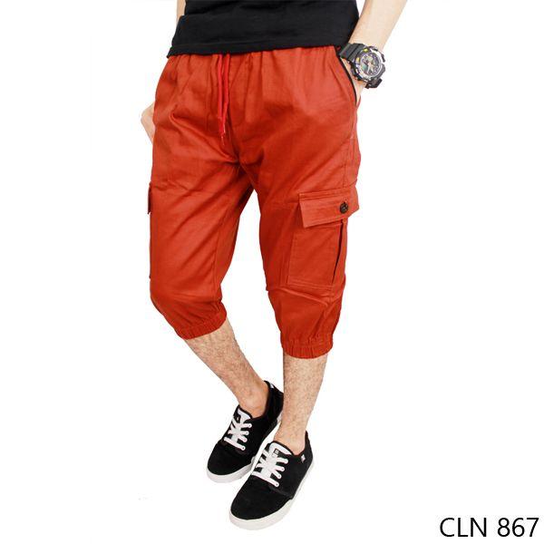 Celana Jogger Pendek Stretch Orange - CLN 867