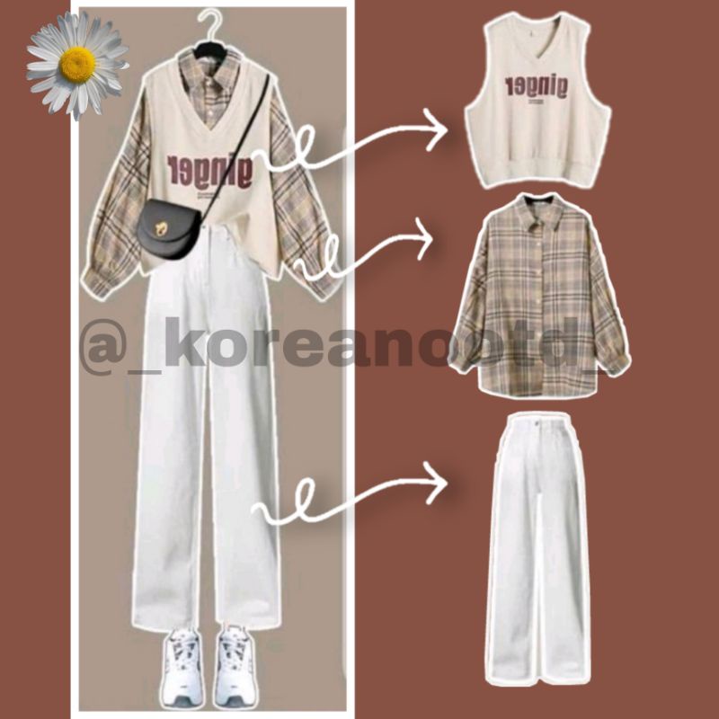 Jual Set Outfit Korea wanita, outfit ulzzang, ootd Korea wanita, Korean