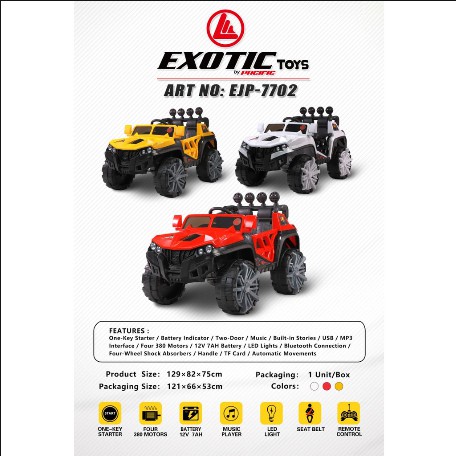 Exotic Mobil Aki Jeep EJP7702 / Mainan Anak / Mainan Mobil Aki