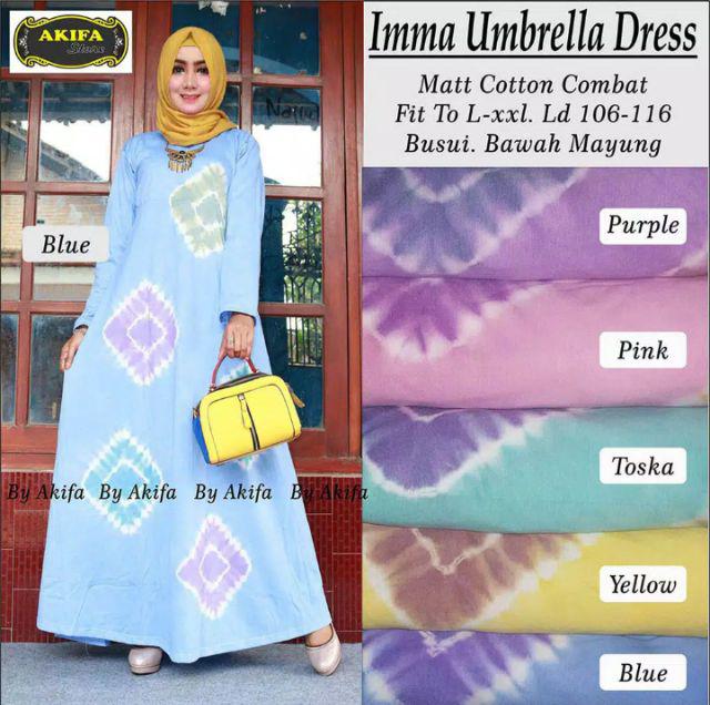Pilih Warna Gamis Imma Kaos Pelangi Tiedye Batik Payung Jumbo Syari Jatuh Adem