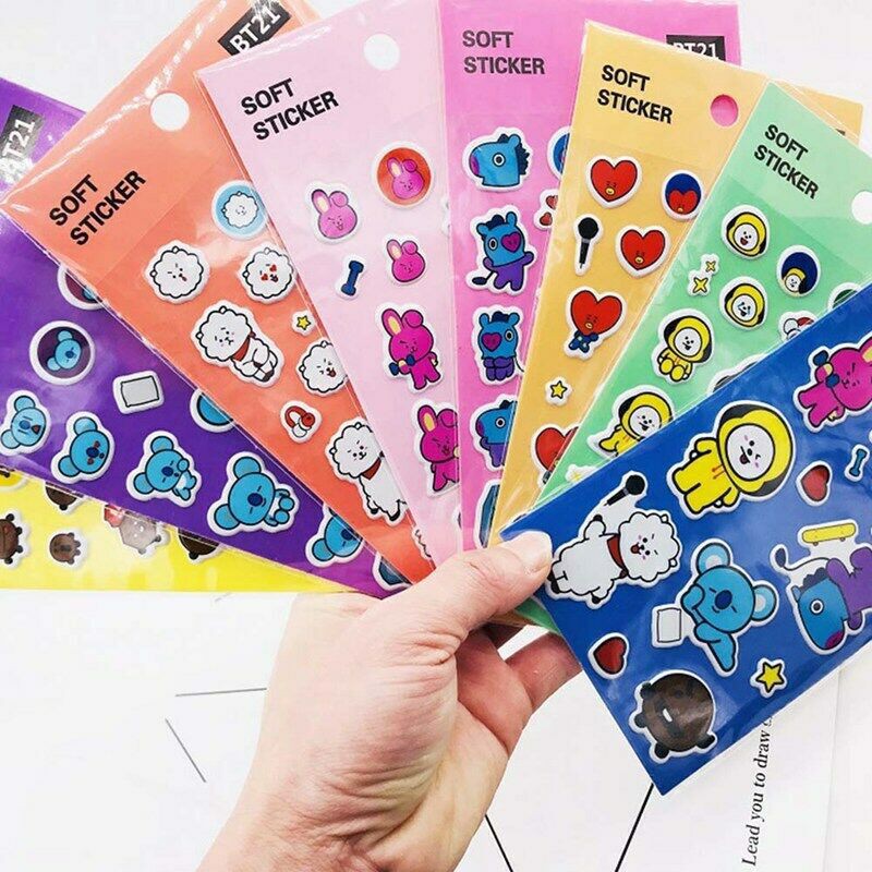 

( BTS ) Yo Yo Store Fashion KPOP BTS Cartoon 3D Bubble Stickers Cute TATA CHIMMY SHOOKY DIY RM