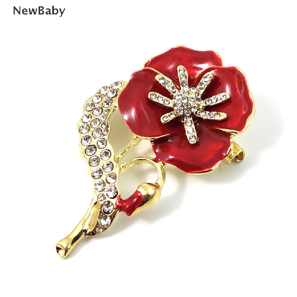 Newbaby Bros Pin Enamel Bunga Anyelir Merah Lapis Emas Untuk Wanita