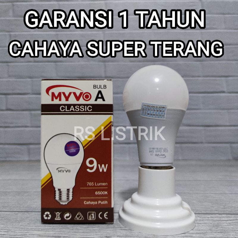 MYVO CLASSIC LAMPU LED BULB 9W CAHAYA PUTIH 6500K BERGARANSI 1 TAHUN