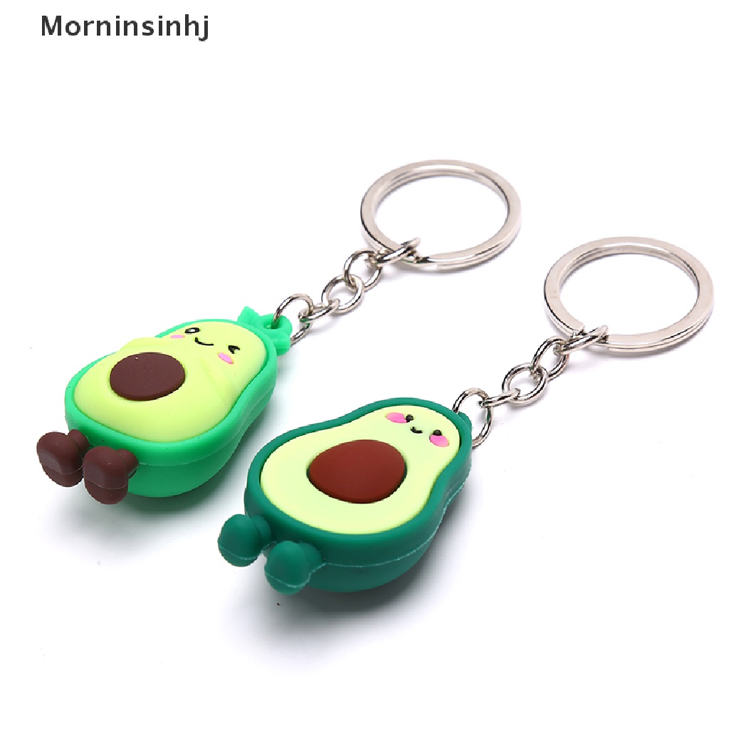 Mornin 1x Lucu Simulasi Buah Alpukat Gantungan Kunci 3D Resin Lembut Tersenyum Avocado Keychains id