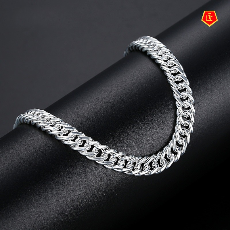 [Ready Stock]Men's Domineering Fashion Personality Silver Bracelet