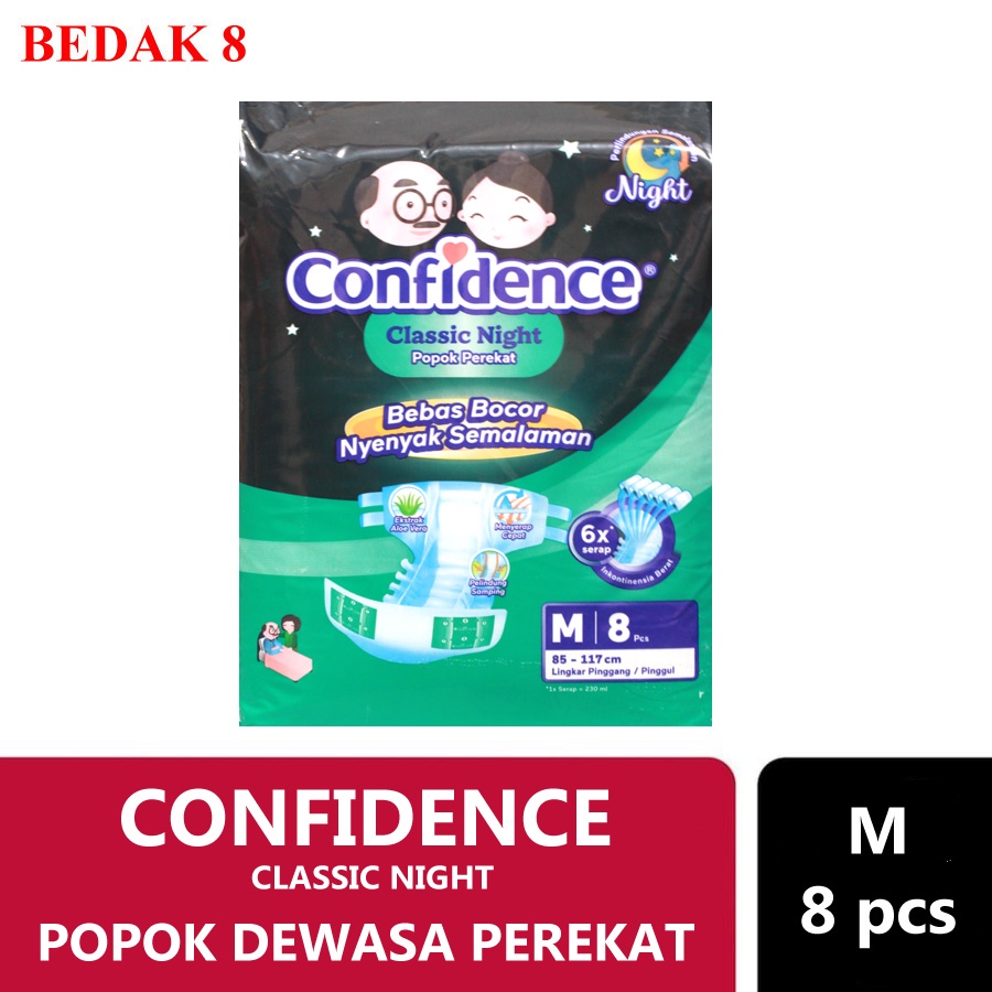 Popok Dewasa Perekat Confidence Classic Night M8/ L7/ XL6