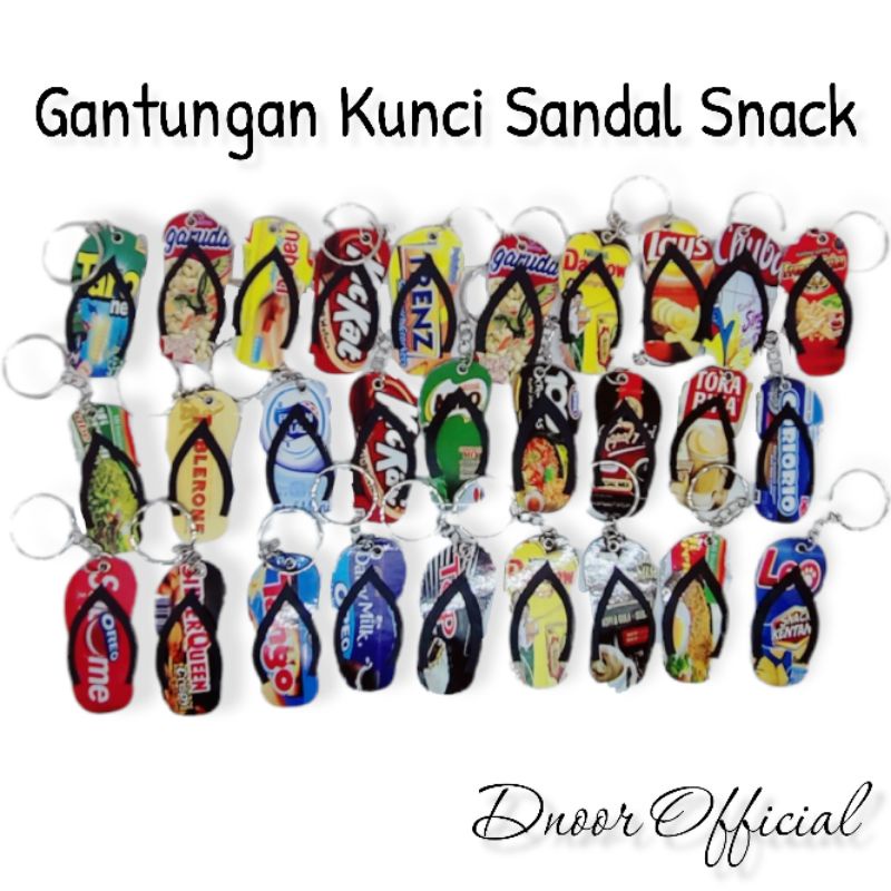 Gantungan Kunci Miniatur Sandal Snack / Sendal Jajan