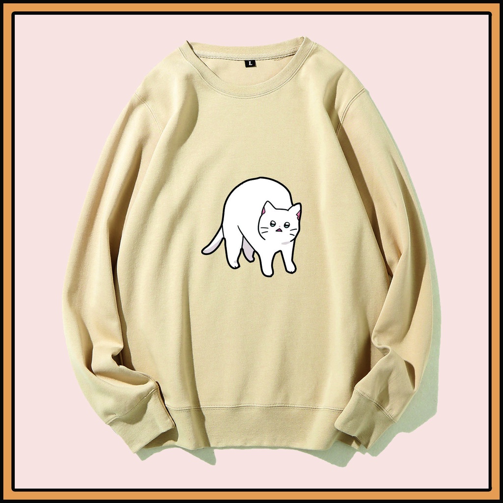 CALVIERO SHOP - BAJU SWEATER WANITA ATASAN WHITE CAT SWEATER DEWASA BRAND ANIME SWEATER HODDIE FASHION CITAYEM SCBD FASHION WEEK FASHION VIRAL TIKTOK