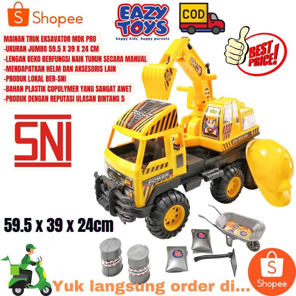 MAINAN ANAK MOBIL MOBILAN TRUK EXCAVATOR BESAR PLUS HELM / MDK 717 PRO