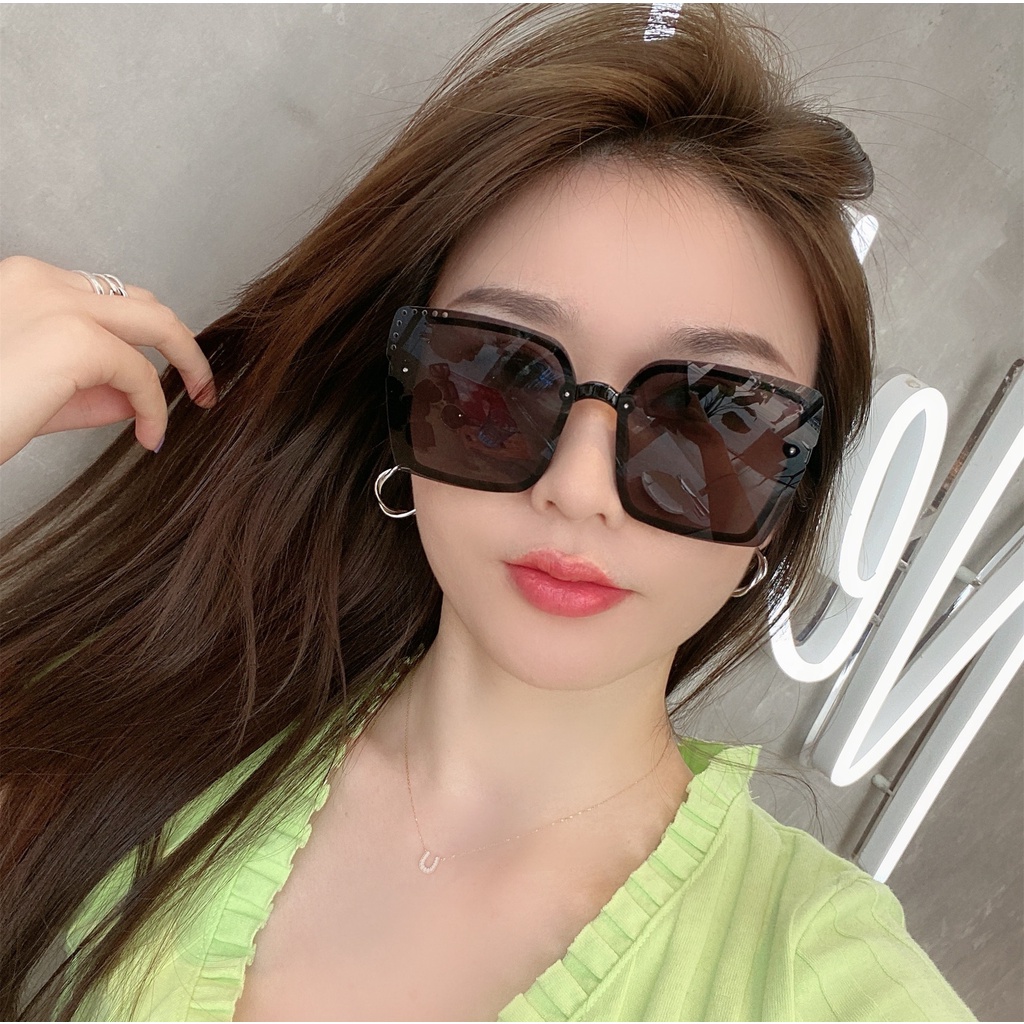 2021 new hollow Korean style large square frame fashion sunglasses