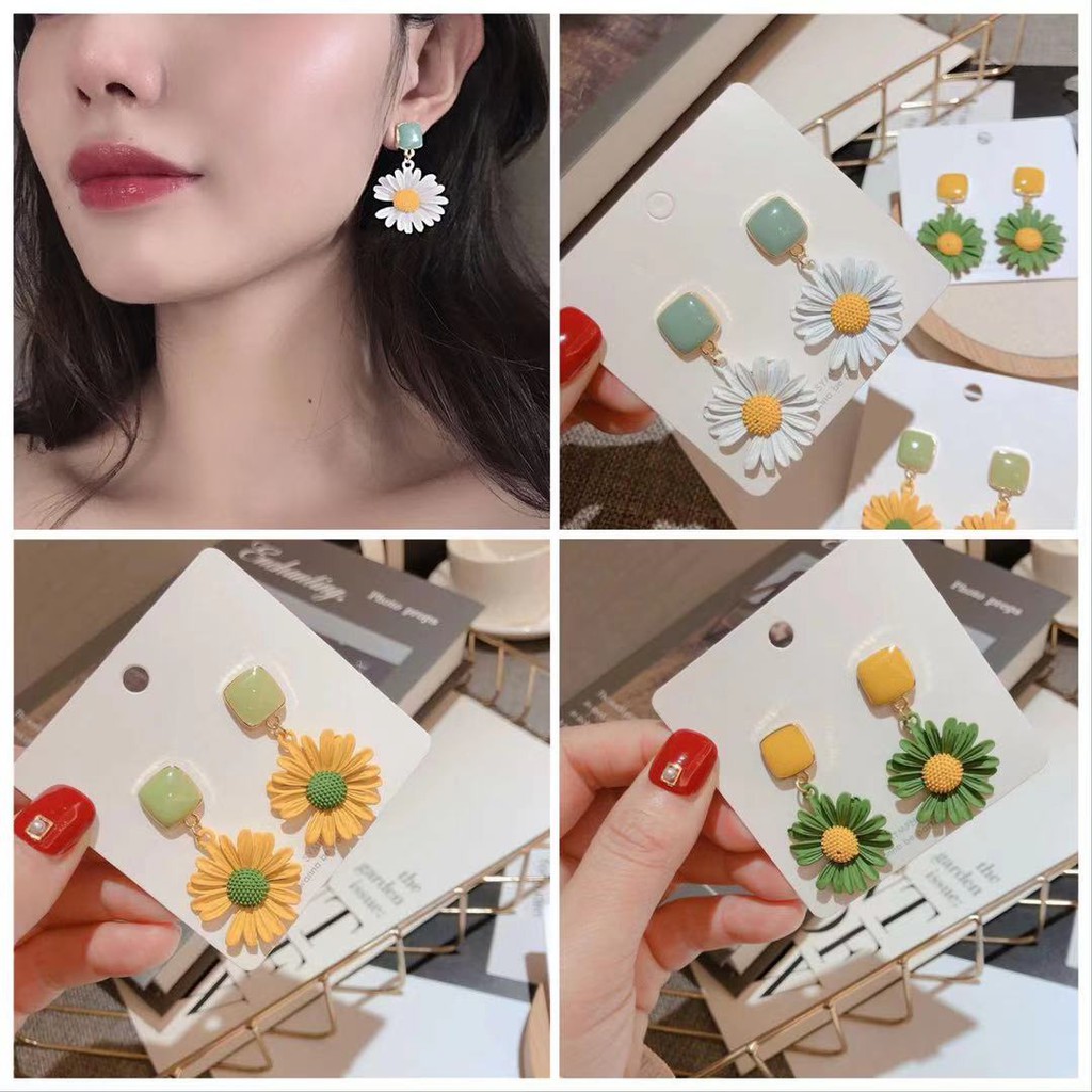 Anting Tusuk Bunga Daisy Untuk Wanita / Aksesoris Fashion Wanita Anting Bunga Daisy