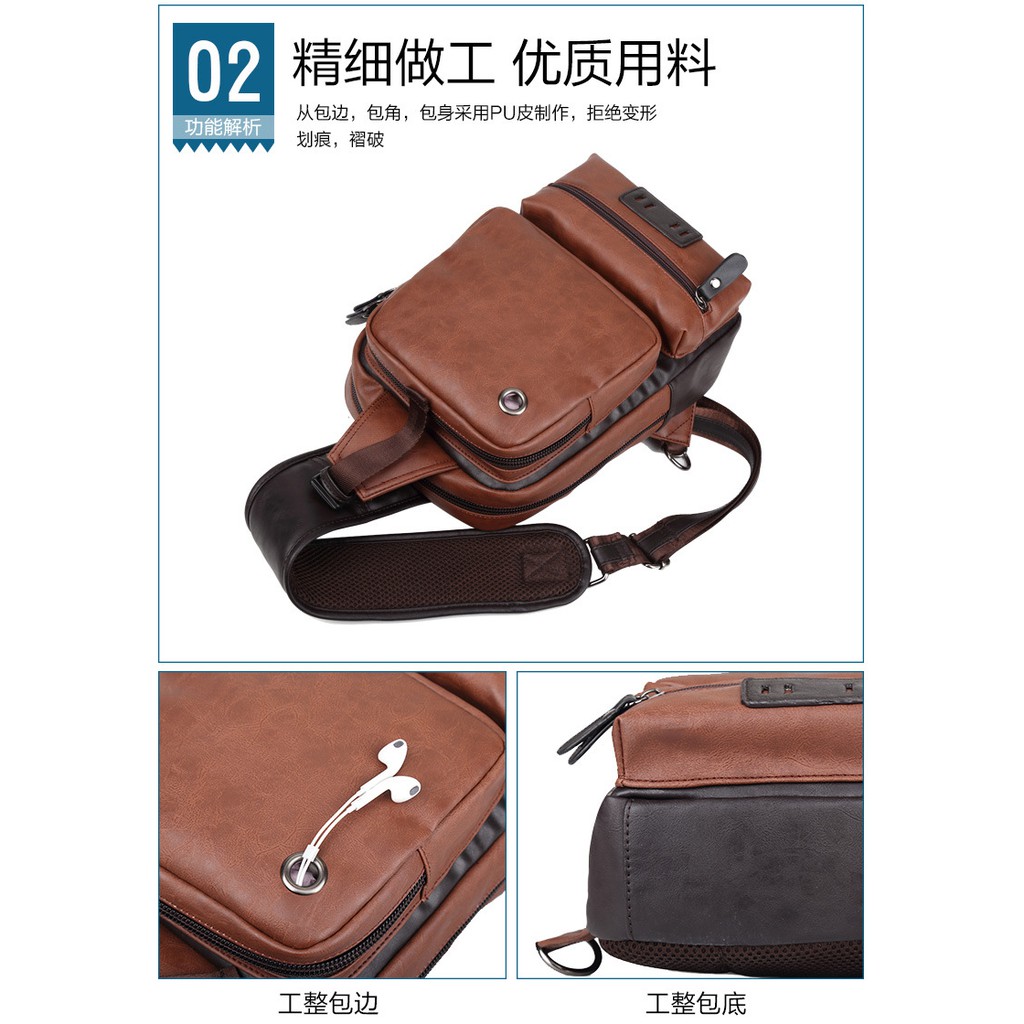 [ORIGINAL] Etonweag Tas Selempang Kulit Pria Korean Style Shoulder Messenger Bag Outdoor Sports Import