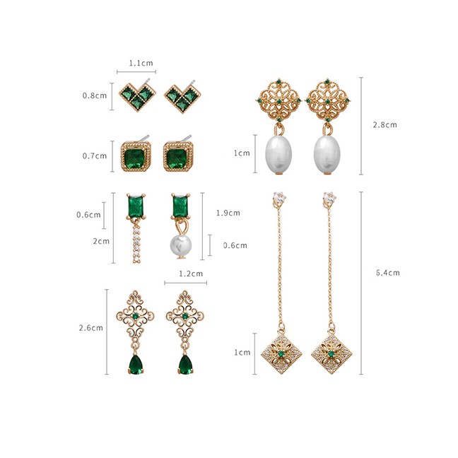 LRC Anting Tusuk Fashion Cross Pattern 925 Silver Pin Micro-set Gemstone Openwork Pattern F93266