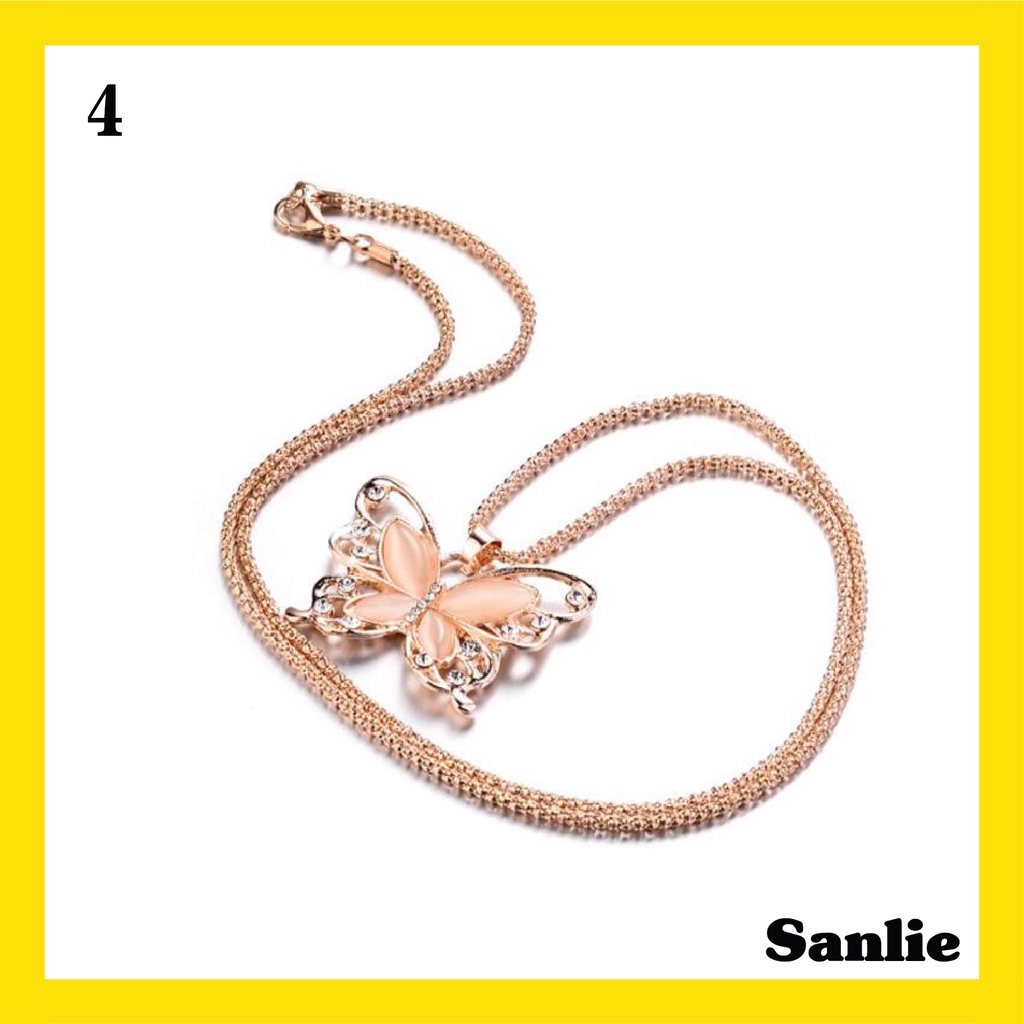 Sanlie Kalung Titanium Wanita Korea  Kalung Liontin Fashion Murah Model Kupu-Kupu 4