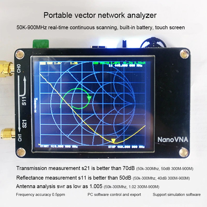 NanoVNA vector network analyzer 2.8 inch LCD TFT Screen Antenna Analyzer V MF HF VHF UHF 50KHz ~