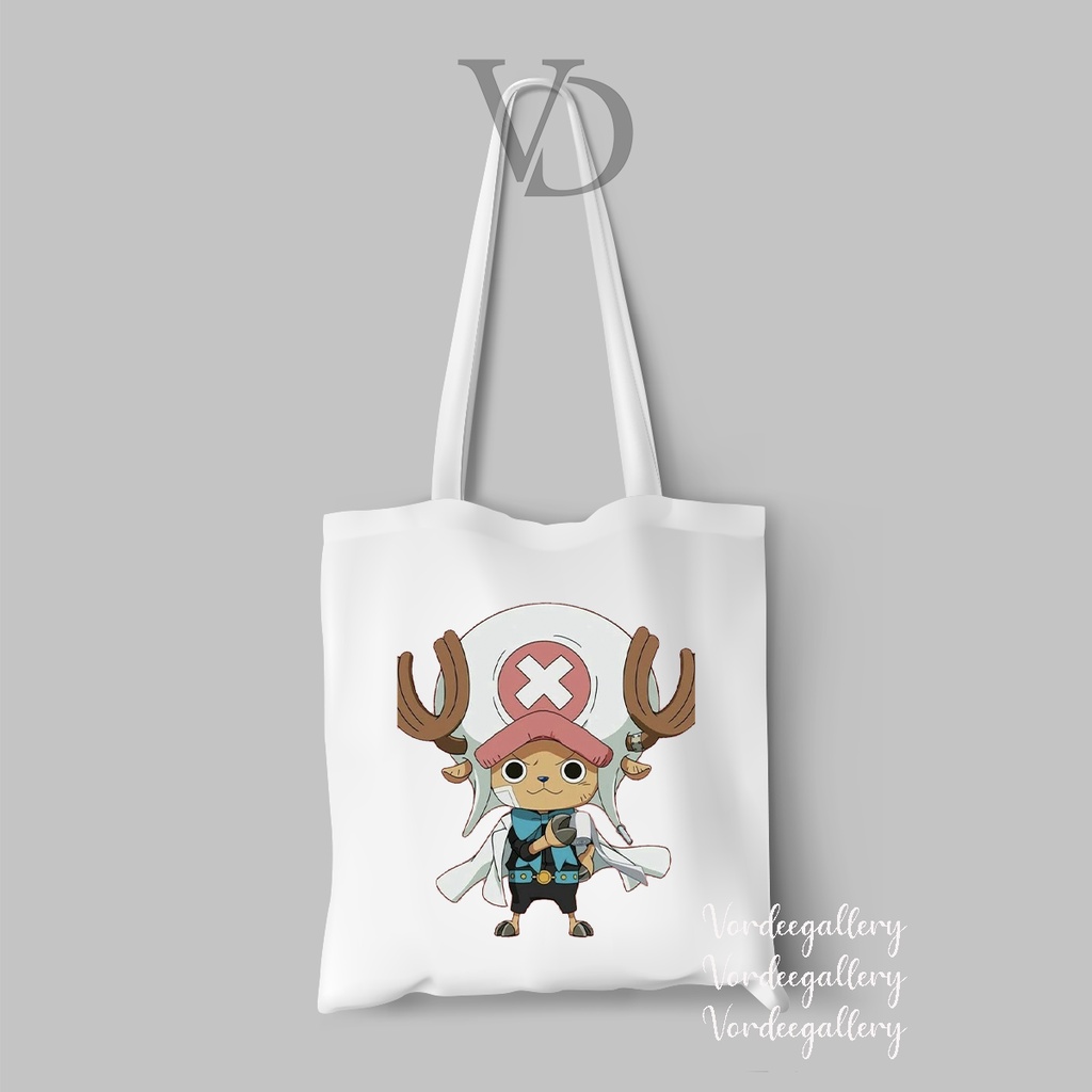 tote bag kanvas gambar one piece chibi cute nami luffy zoro / tas anime jepang ver 1