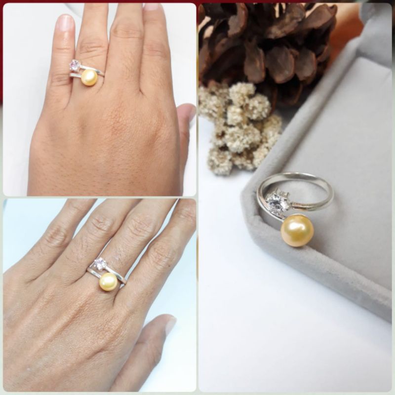 Mutiara Lombok Asli | Cincin perak asli batu permata 1 mutiara air tawar