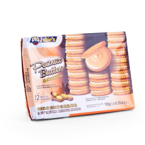

JULIE'S Peanut Butter Sandwich 168gr - Biskuit JULIE'S Mentega Kacang