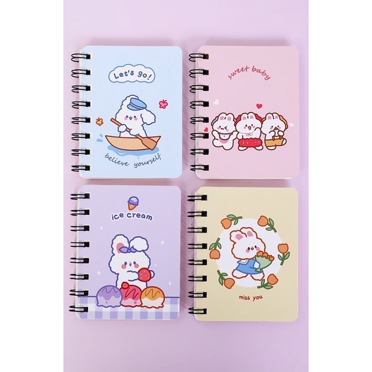 

[RESTOCK] Note Book Spiral Buku Catatan Kecil Motif Beruang Kotak Kotak MB0104 - rabbit random