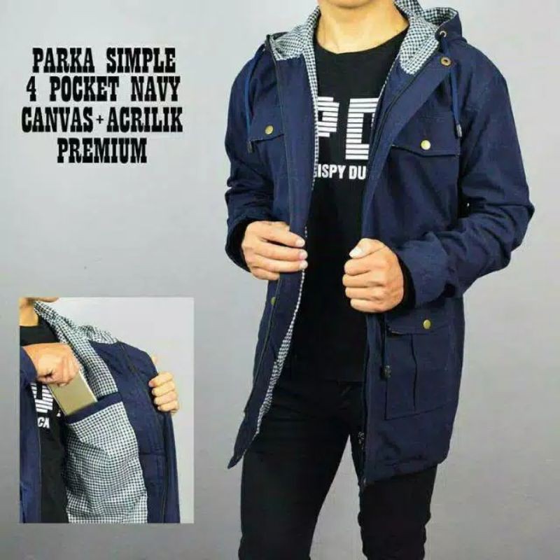 JAKET PARKA PRIA REGLAN THE BOJIEL  2D 5 SAKU HOODIE BISA LEPAS ORIGINAL KANVAS