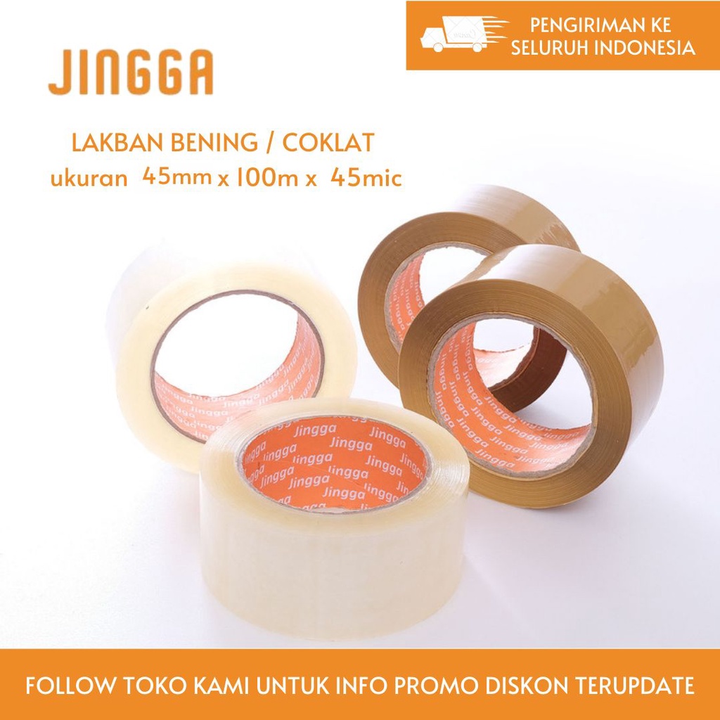 

Lakban Coklat Lakban Bening / OPP Tape Tan OPP Tape Clear 45mm x 100m (45 micron)