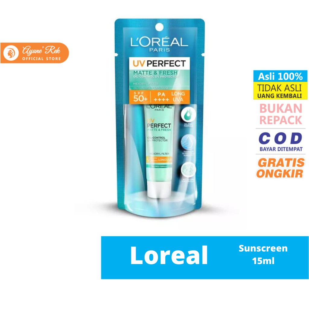 LOREAL UV PERFECT ANTI-UV SUNSCREEN FLUID SPF50 PA++++ SACHET / LENGKAP