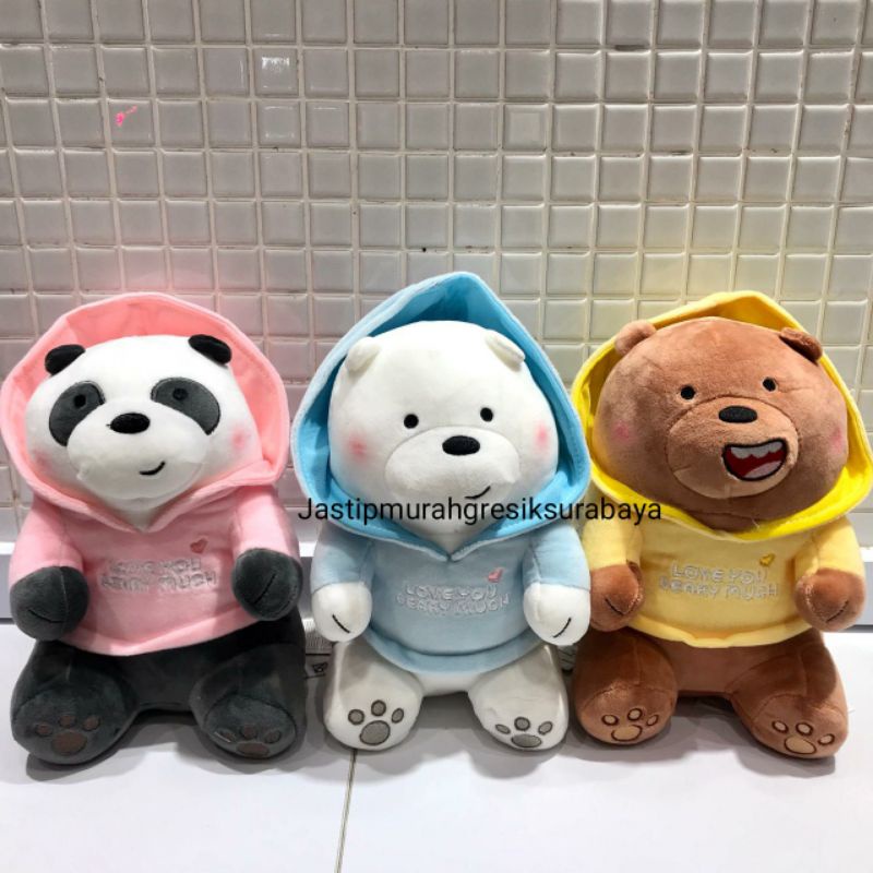 WE BARE BEARS PLUSH TOY WITH HOODIE MINISO BONEKA WE BARE BEARS MINISO WE BARE BEARS HOODIE MINISO 2