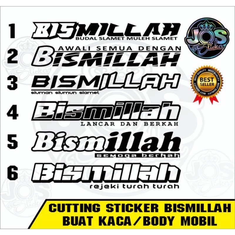 0TERMURAH CUTTING STICKER KACA DEPAN MOBI "BISMILAH"