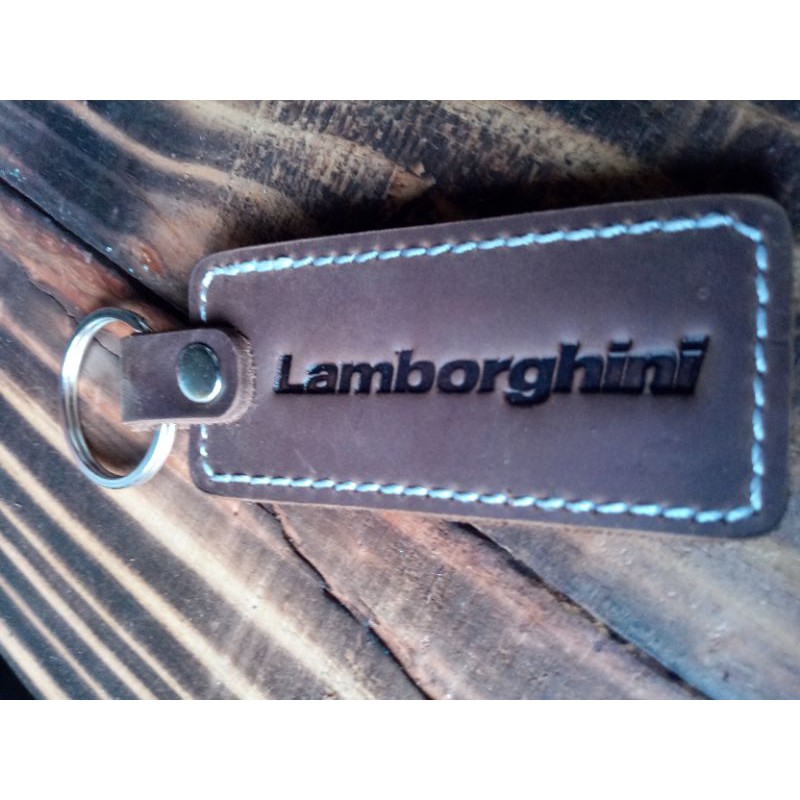 accecories mobil gantungan kunci Lamborghini kulit sapi asli