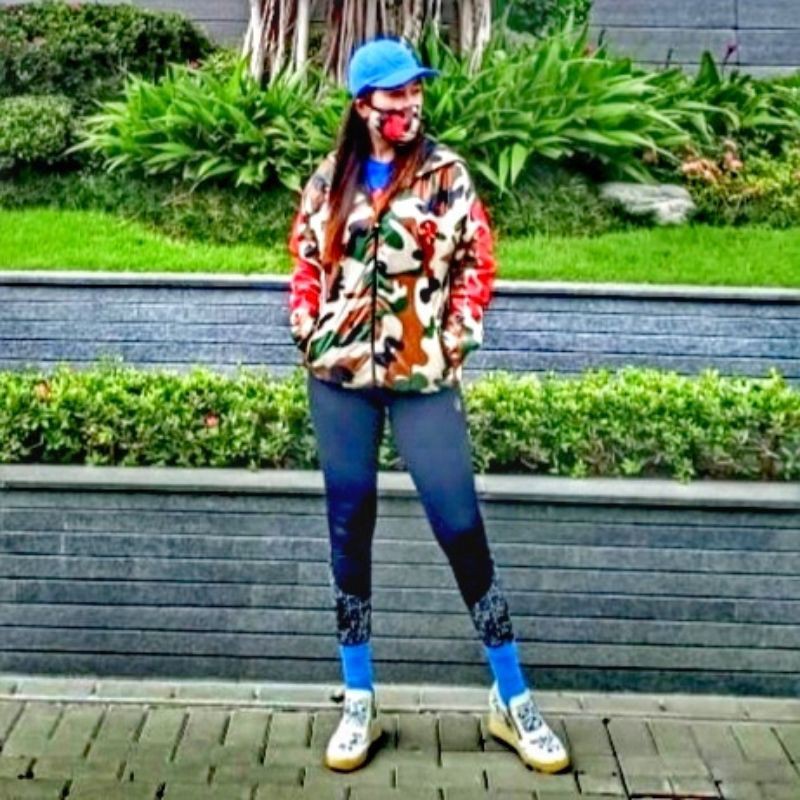 JAKET WANITA/PRIA OFF WHITE ARMY + MASKER