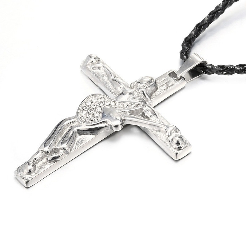 New Men's Fashion Guitar Jesus Cross Pendant Necklace Jewelry