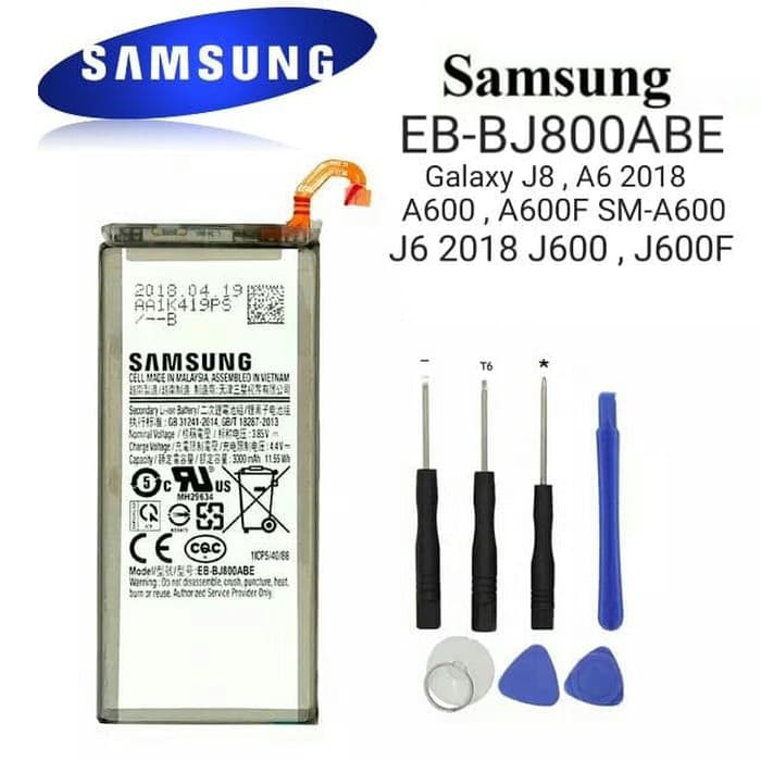 Baterai Original SAMSUNG J8 , A6 A600F , J6 2018 , J600F , EB-BJ800ABE