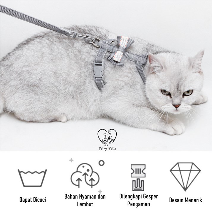 Tali Tuntun Tali Kekang dengan Harness Jepang Kucing Anjing Pita | Ribbon Pet Cat Dog Leash