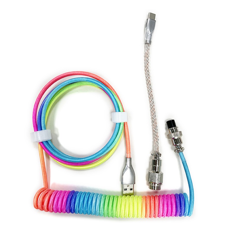 Btsg Kabel Keyboard Mekanik RGB Coiled USB C Cable Untuk Keyboard Gaming Mekanik