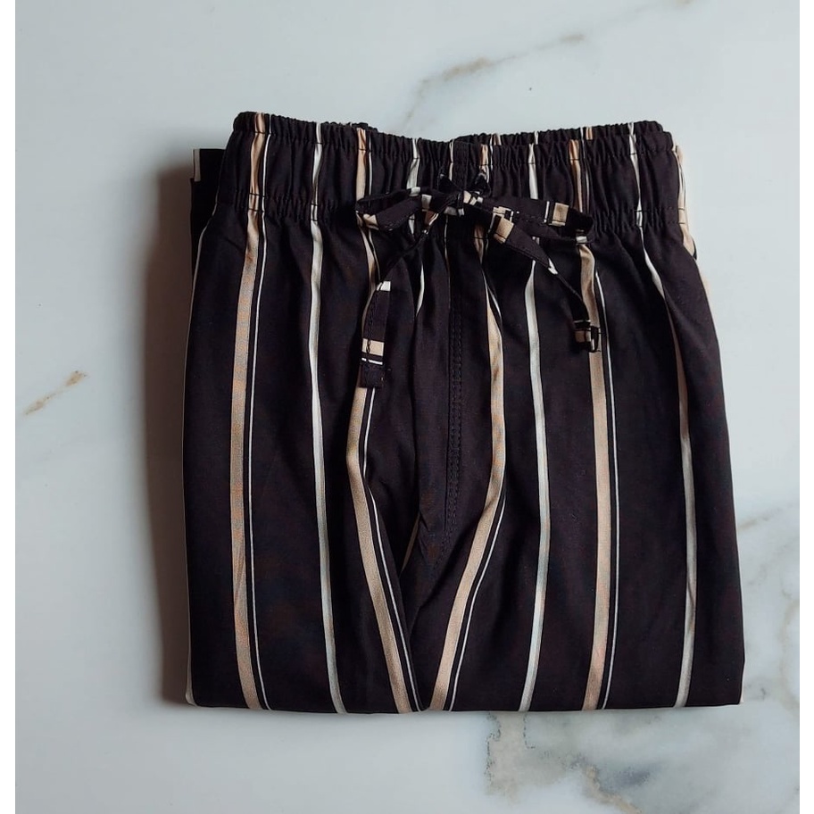 Uniqlo Drape Wide Pants - Kulot Panjang Wanita-HITAM SALUR