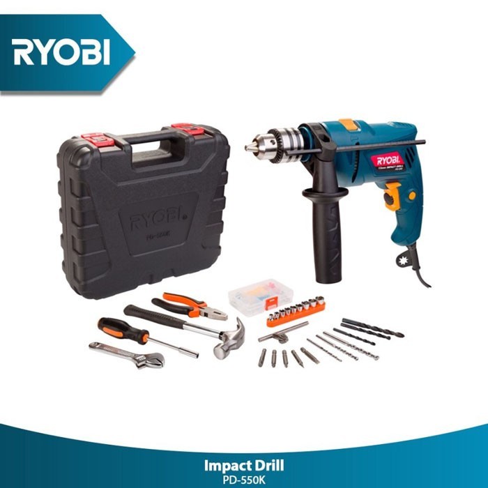 Ryobi PD-550K Impact Drill Power Kit Mesin Bor 10mm Beton