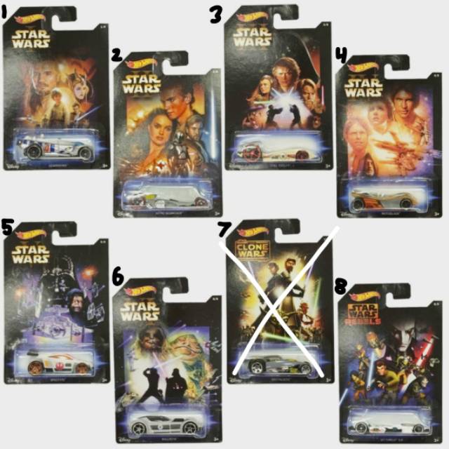 STAR WARS EDITION HOT WHEELS COLLECTION 7 PCS