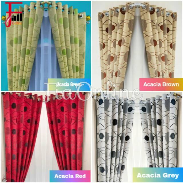 Gorden blackout acacia gorden jendela minimalis tirai pintu motif dua sisi bahan IMPORT semi bludru