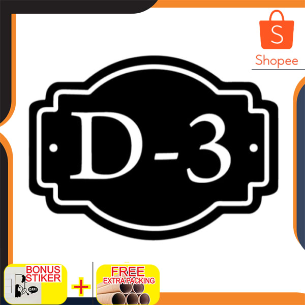 

nomor rumah acrylik 25 cm timbul - dasar hitam Elegan