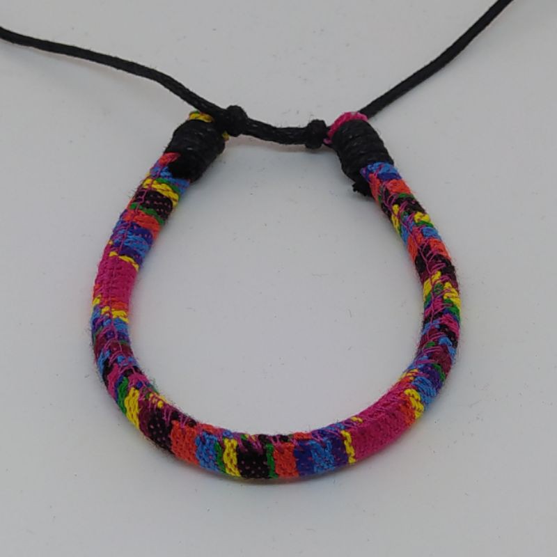 Gelang Tenun Etnik Songket Gelang Rajut Unik Motif Kain Harga Grosir Langsung Pengrajin-Pink Biru