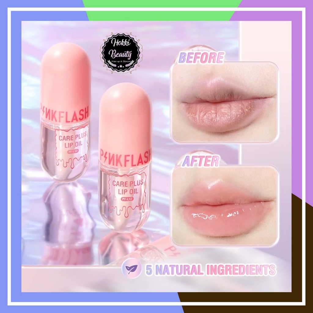 PINKFLASH (L12) Natural Lip Oil Lip Balm Lip Gloss Moisturize Repair Nourish Reduce Wrinkles Waterproof Multi-uses 4ml