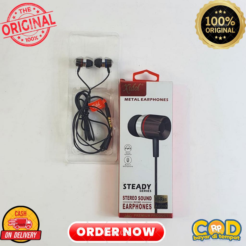 HEADSEAT HANDSFREE EARPHONE STEADY SERIES IDOL METAL HANDSFREE ORIGINAL SUPER BASS HANDSFREE STEREO 